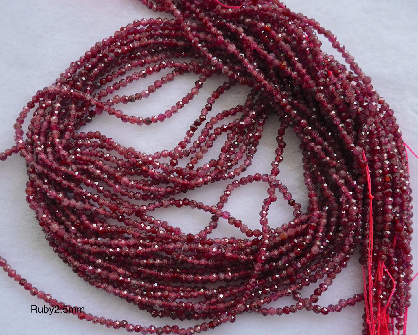 Ruby dark faceted 2.5mm strands