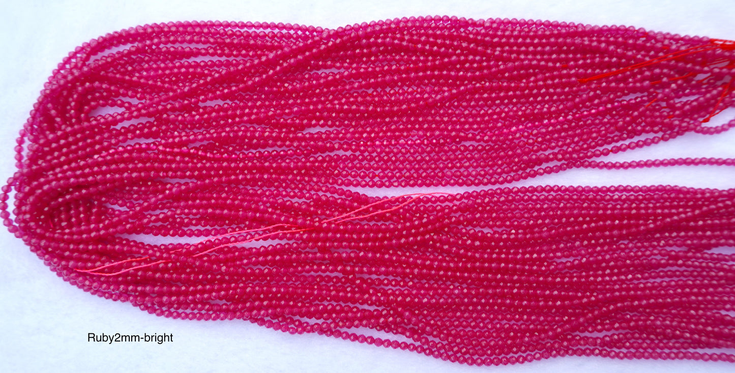 Ruby natural faceted bright 2-4mm strands