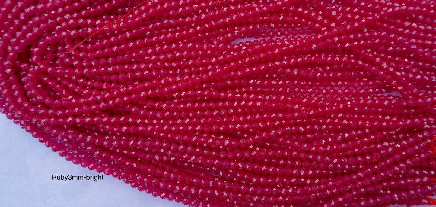 Ruby natural faceted bright 2-4mm strands