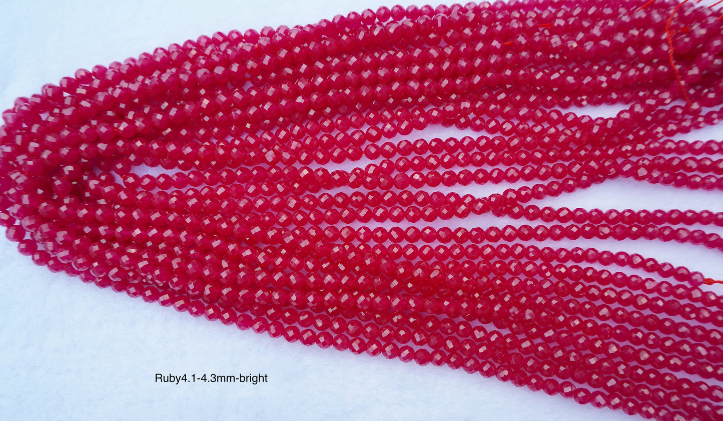 Ruby natural faceted bright 2-4mm strands