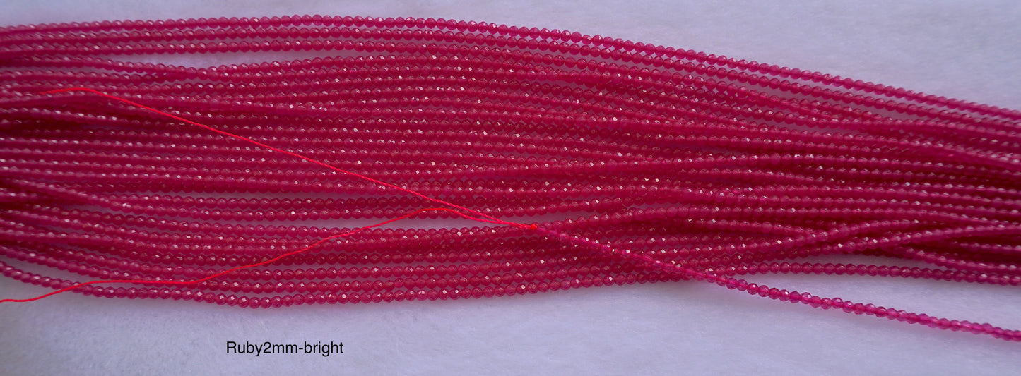 Ruby natural faceted bright 2-4mm strands