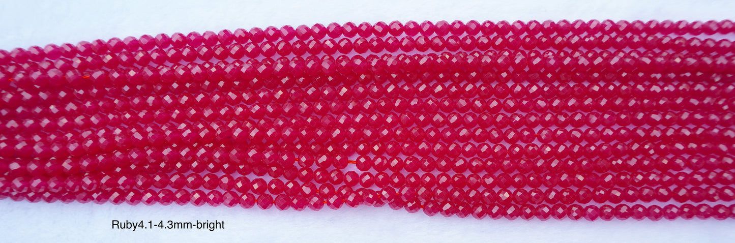 Ruby natural faceted bright 2-4mm strands